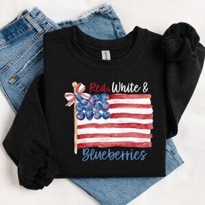 Red White and Blueberries Sweatshirt, Freedom USA Flag Sweatshirt